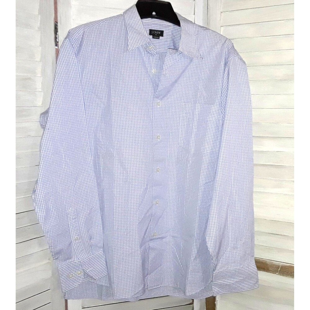 J. Crew Men's Size Large Button Up Shirt Blue Gingham Check Long Sleeve